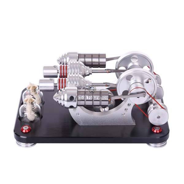 Stirling Engine Kit: Two-Cylinder Stirling Engine with Electrical Generator, Ideal for Model Builders and Educational Collections
