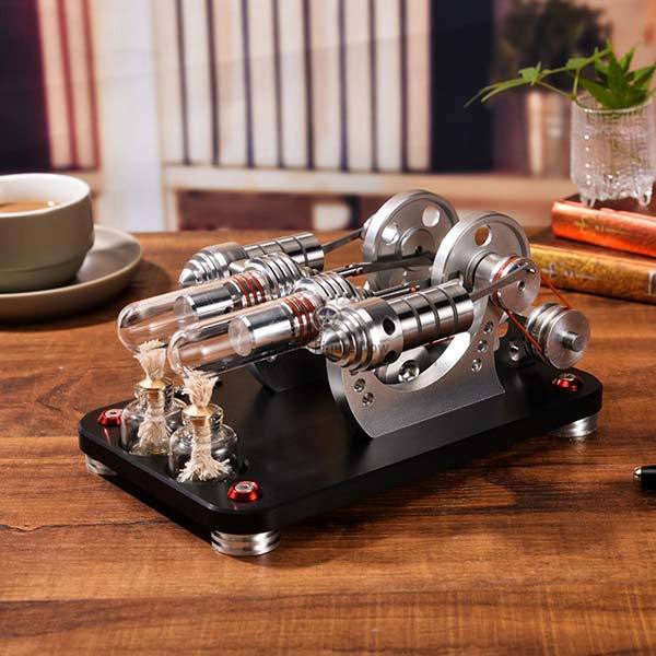 Stirling Engine Kit: Two-Cylinder Stirling Engine with Electrical Generator, Ideal for Model Builders and Educational Collections Stirling Engine Kit: Two-Cylinder Stirling Engine with Electrical Generator, Ideal for Model Builders and Educational Collections