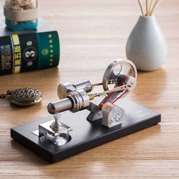 Stirling Engine Generator Kit - Unassembled DIY Model with 4 LED Lights