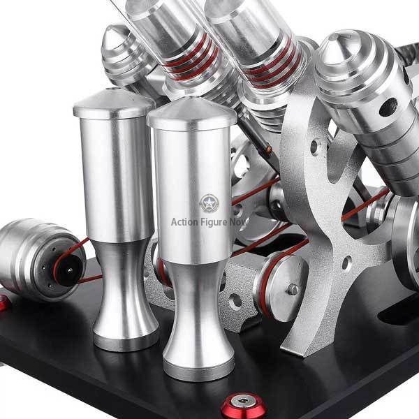4-Cylinder External Combustion Stirling Engine Model (V4)