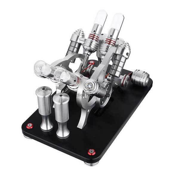 4-Cylinder External Combustion Stirling Engine Model (V4)