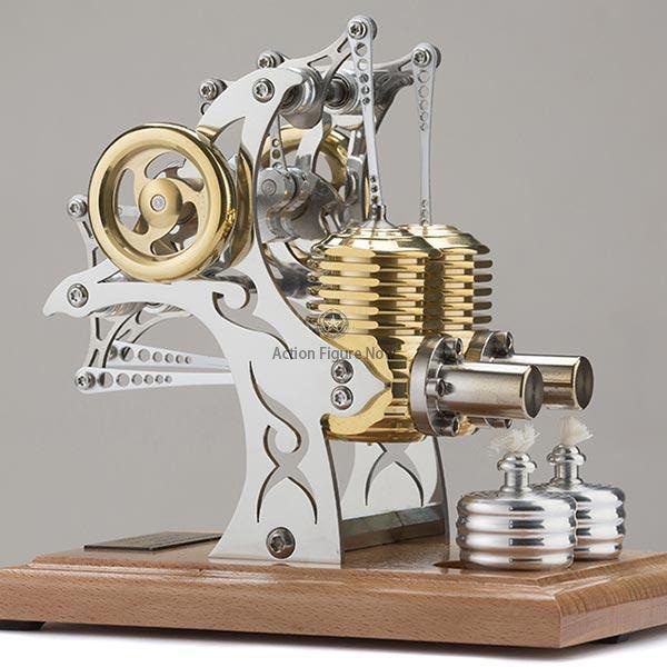 ENJOMOR Balance Type 2-Cylinder Hot Air Stirling Engine Electricity Generator with Voltmeter, Light Bulb, and Fan