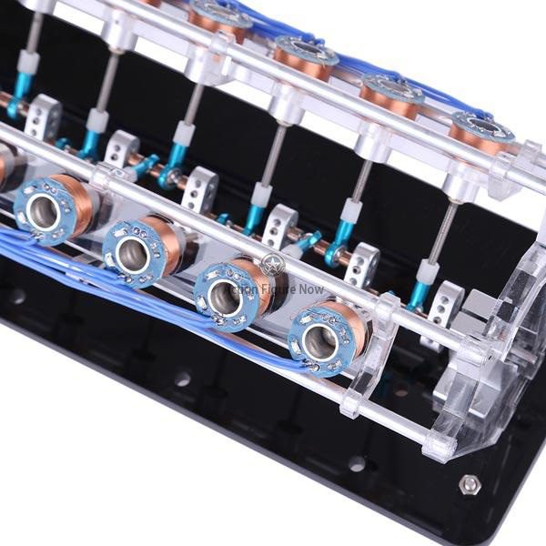 EngineDIY V12 Electromagnetic Engine Model - 5V 6W with 12 Coils, High-Speed V-Shaped for Automotive Collection