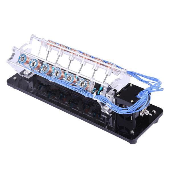 EngineDIY V12 Electromagnetic Engine Model - 5V 6W with 12 Coils, High-Speed V-Shaped for Automotive Collection