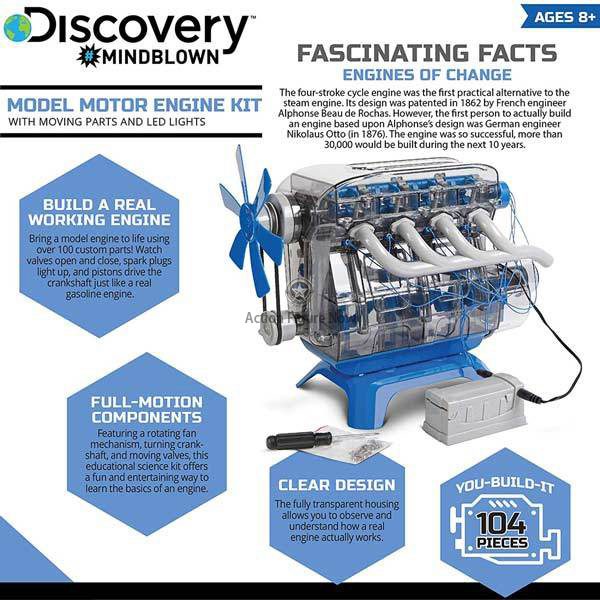 Complete V4 Engine Model Kit - Build Your Own Working V4 Engine - Educational STEM Toy