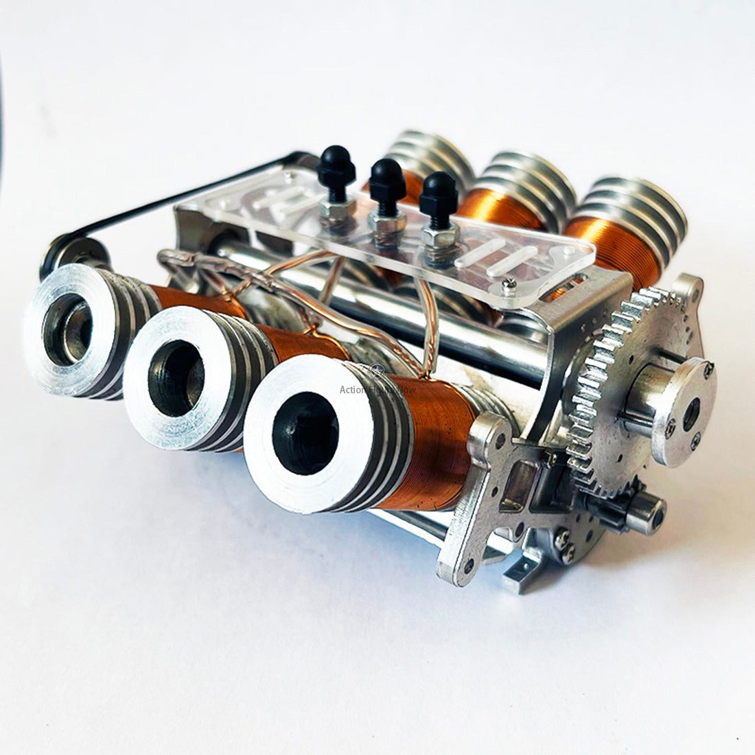 Brushless V6 Double-Piston Electric Motor for 1/10 RC Cars and Ships (Metal Construction) Brushless V6 Double-Piston Electric Motor for 1/10 RC Cars and Ships (Metal Construction)