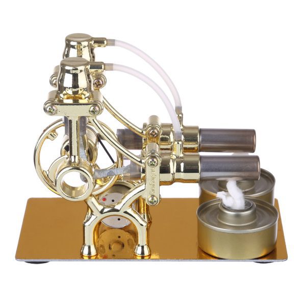 L-Type Stirling Engine Generator Model with LED Diode and Bulb: Educational Science Experiment & Collectible