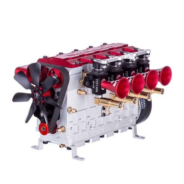 TOYAN FS-L400 Nitro Engine: 14cc Inline 4-Cylinder 4-Stroke Assembled Model for RC Cars, Ships, and Planes