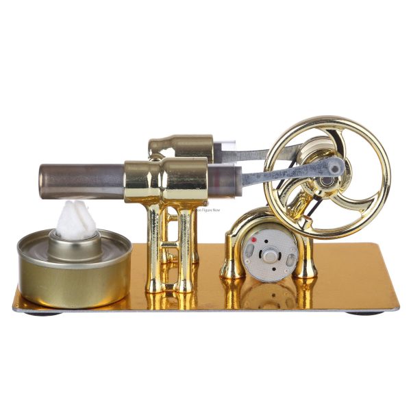 Stirling Engine Single Cylinder Engine Generator Model with LED Light and Bulb for Physics Science Experiment Teaching