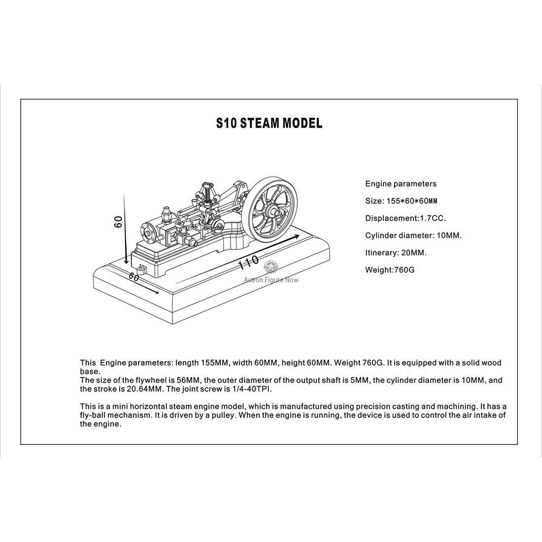 1.7CC Miniature Retro Horizontal Single Cylinder Reciprocating Double Acting Steam Engine with Speed Reducer 1.7CC Miniature Retro Horizontal Single Cylinder Reciprocating Double Acting Steam Engine with Speed Reducer