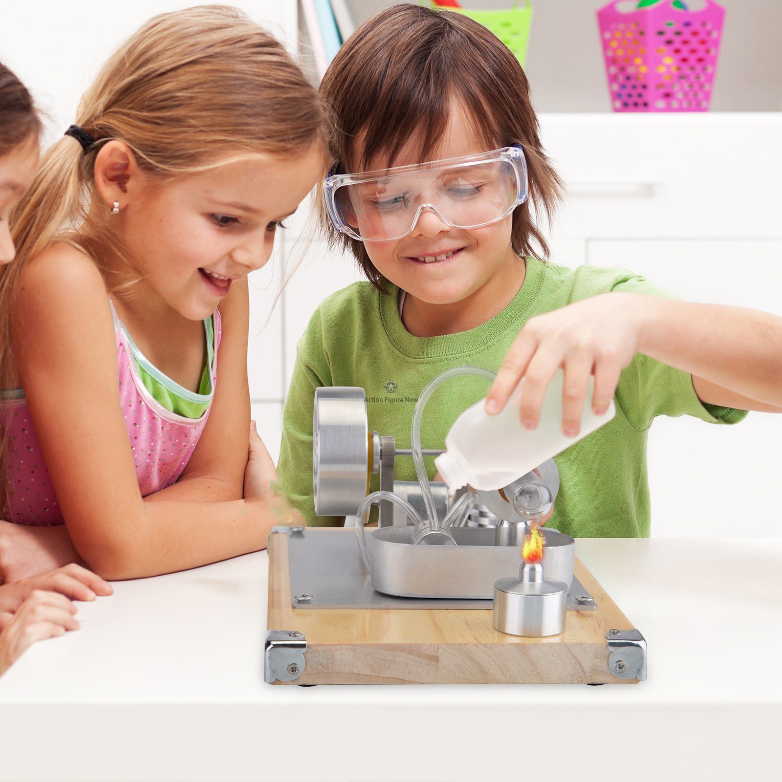 Stirling Engine Model - Power Generating Water Pump Water-Cooled Split Rectangular Educational Toy