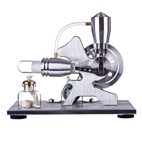 Hot Air Stirling Engine Squirrel Design Single Cylinder Model with LED Light Electricity Generator