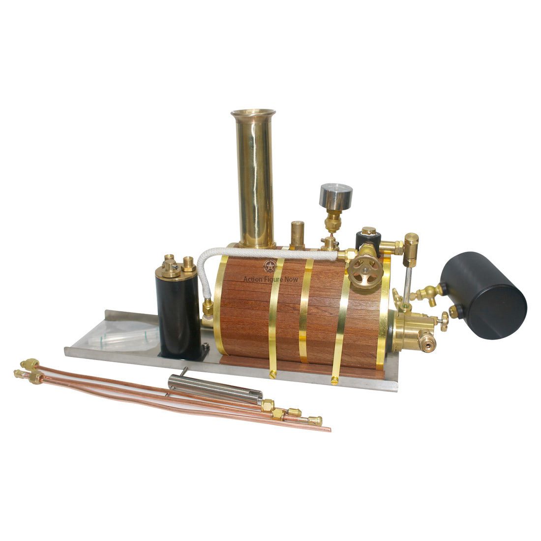 3.7CC Retro Vertical Reciprocating Double-Acting Model Steam Engine with 200ml Steam Boiler