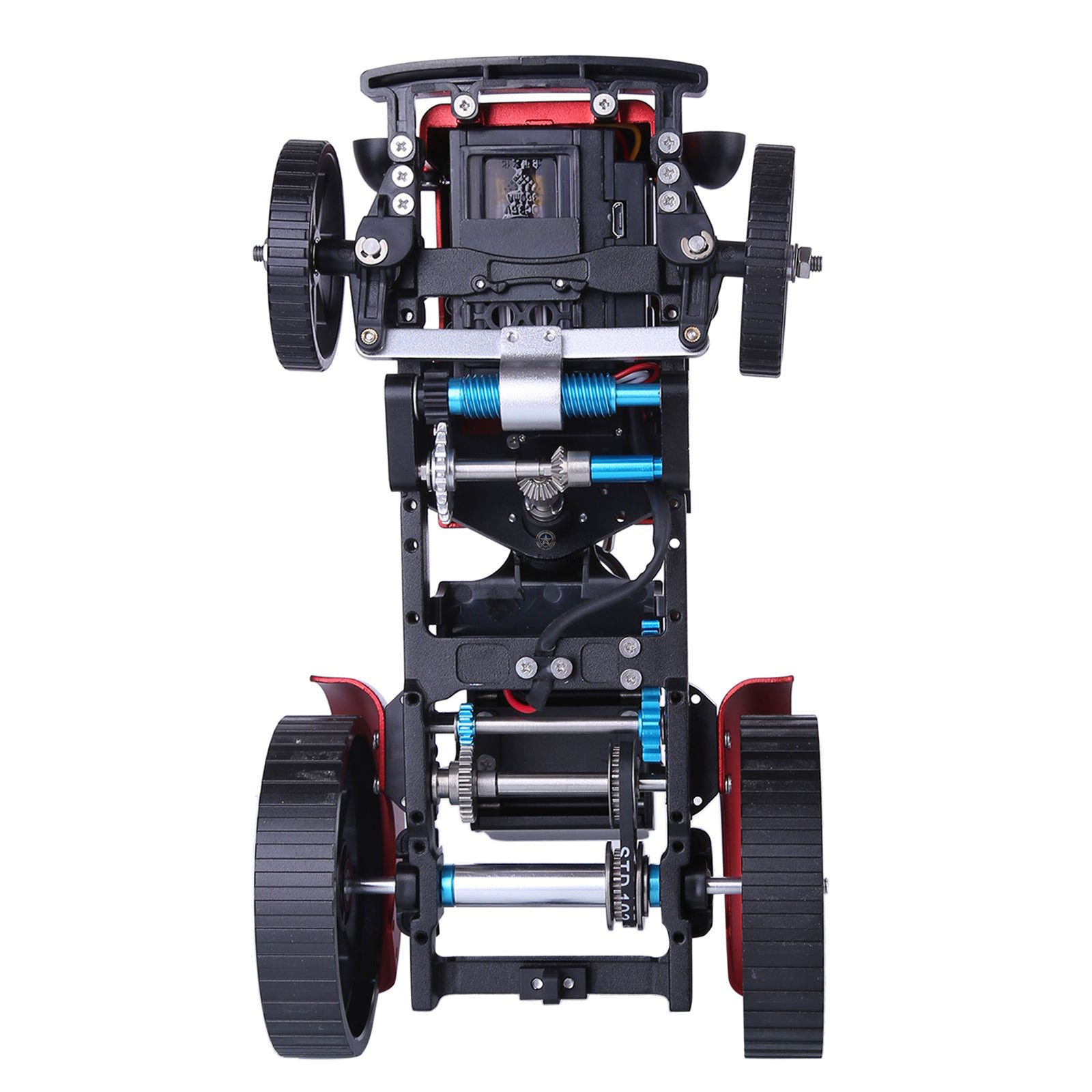 Teching Mini RC Tractor Assembly Kit: Educational Metal RC Hobby Model in Red Teching Mini RC Tractor Assembly Kit: Educational Metal RC Hobby Model in Red