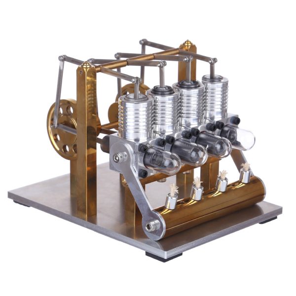 4 Cylinder Stirling Engine Kit - Row-Balance Stirling Engine Model (External Combustion Engine)
