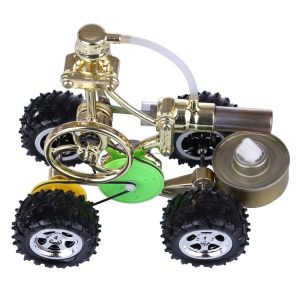 Stirling Engine Single-Cylinder Thermal Power Hybrid Car Demonstration Model with LED Illumination