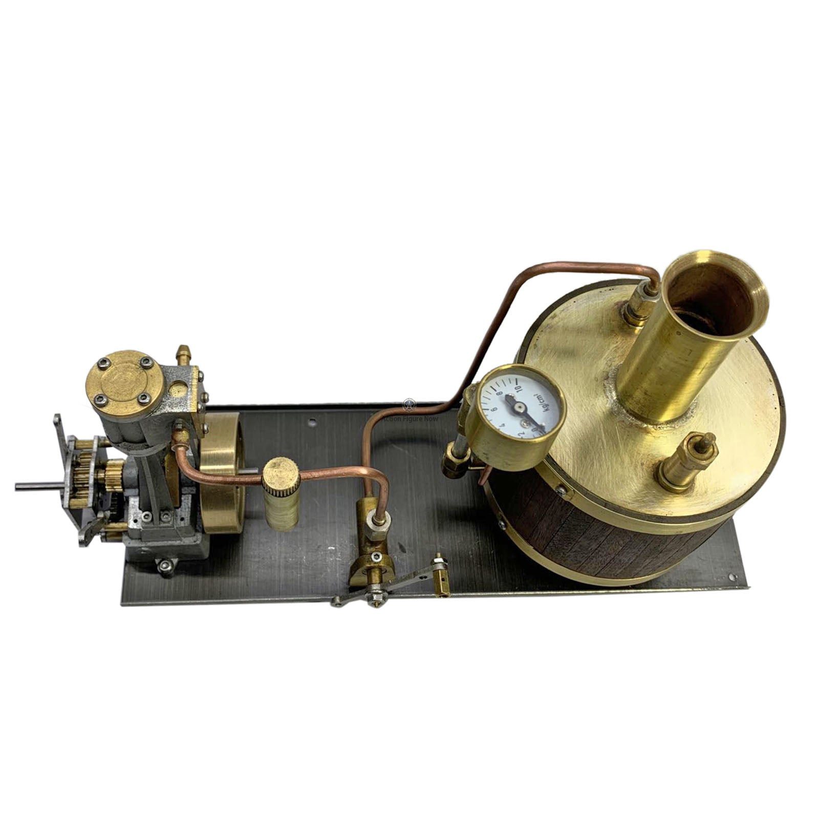 Miniature Single- Cylinder Steam Engine with Gearbox and Boiler for 50-100cm Scale Model Ship
