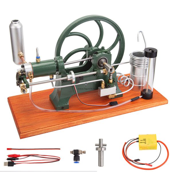 Horizontal Milled Stationary Steam Mill Engine: Hot Bulb Retro Look, 4-Stroke, Water-Cooled Gasoline Internal Combustion Engine Model