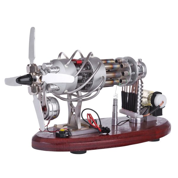 16-Cylinder Swash Plate Stirling Engine Generator Model with Voltage Digital Display and LED