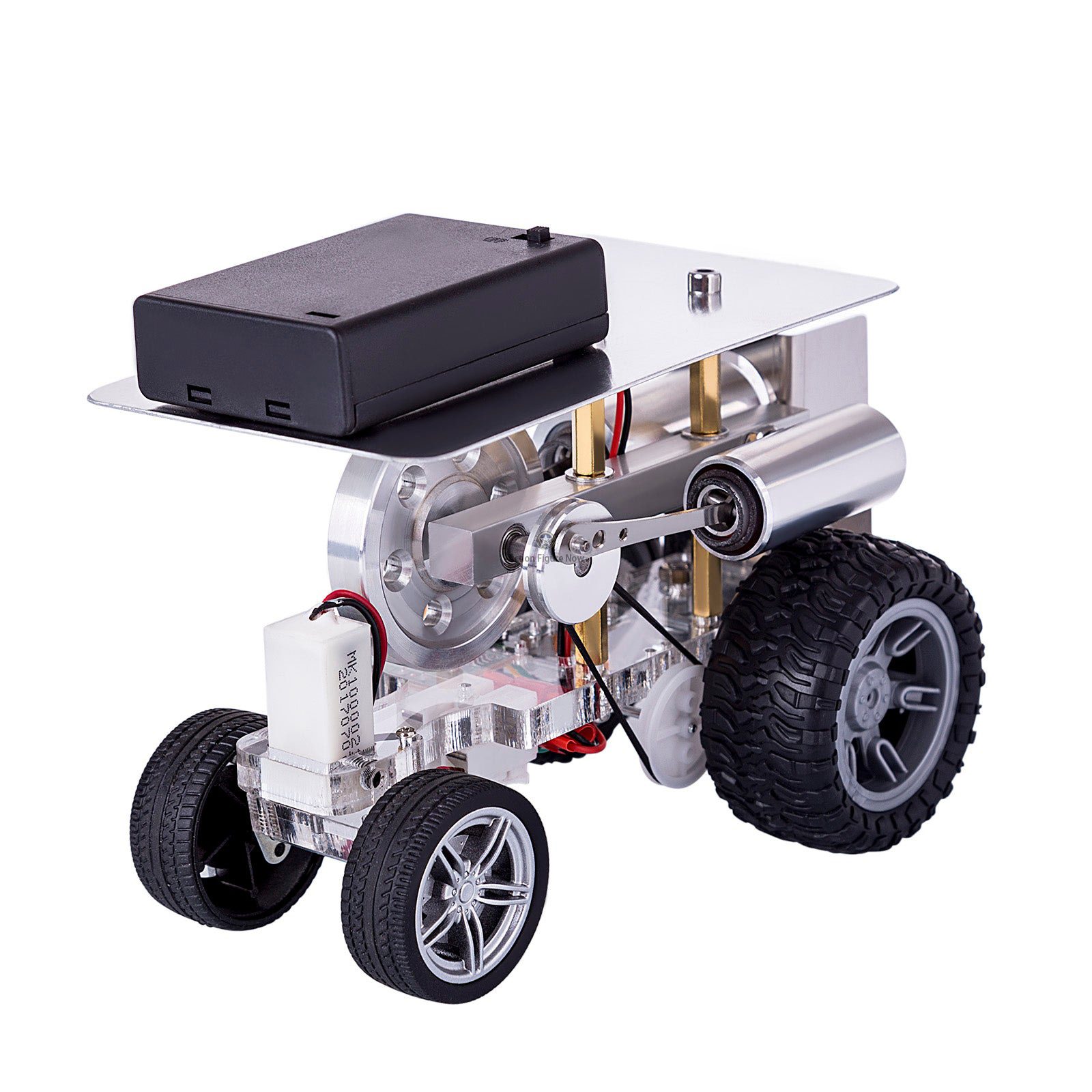 DIY Stirling Engine Model Car - RC Steering Vehicle for Science Experiments and Teaching