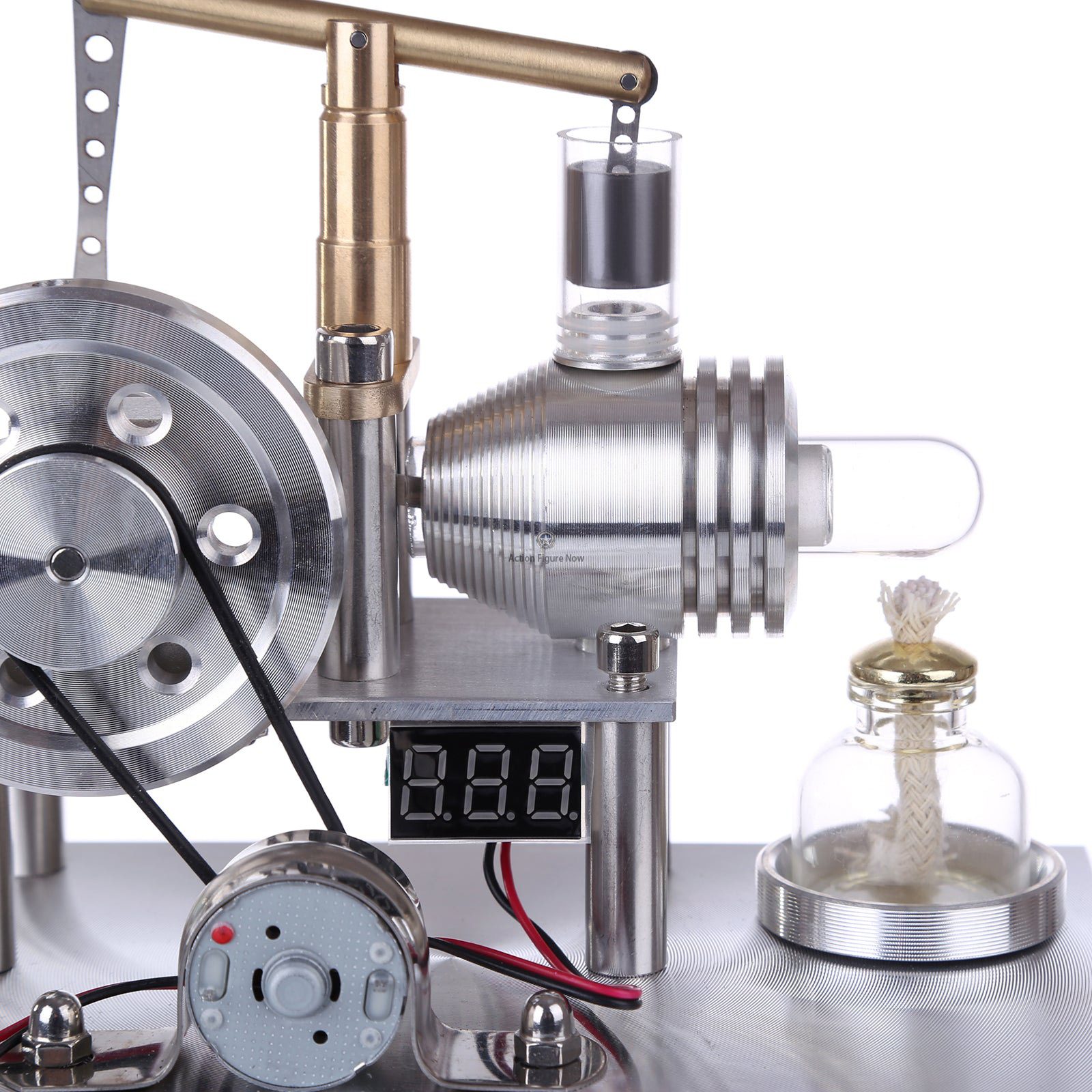 Custom Stirling Engine Generator Model with Voltage Digital Display and LED Bulb Custom Stirling Engine Generator Model with Voltage Digital Display and LED Bulb