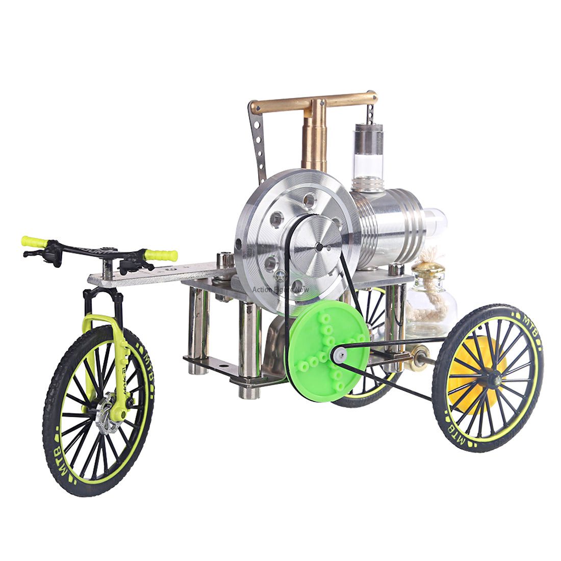 ENJOMOR Stirling Engine Tricycle: Walkable, Manually Steerable Car Model Toy ENJOMOR Stirling Engine Tricycle: Walkable, Manually Steerable Car Model Toy