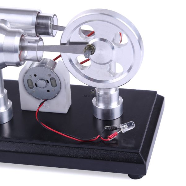 Stirling Engine Experiment Kit - Double Cylinder Stirling Engine Generator with Colorful LED