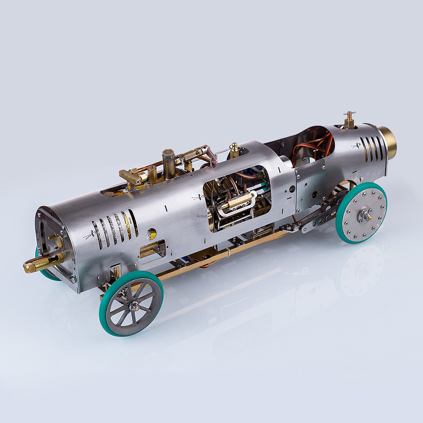1/10 RC Rear-Drive Steam-Powered Vehicle Kit with V4 Steam Engine, Gearbox, and Boiler 1/10 RC Rear-Drive Steam-Powered Vehicle Kit with V4 Steam Engine, Gearbox, and Boiler